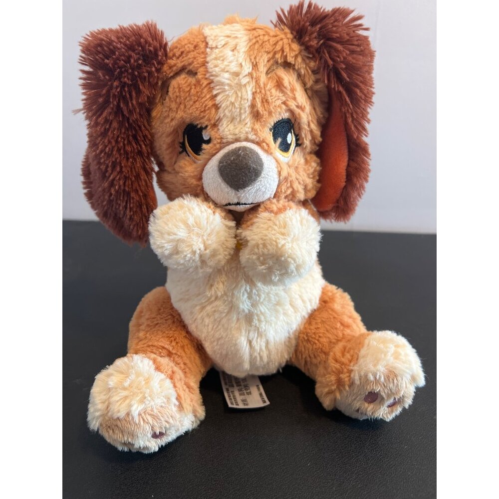 Disney Lady Plush Stuffed Animal Dog Puppy Sewn Eyes Soft Brown Cream Colors 9"